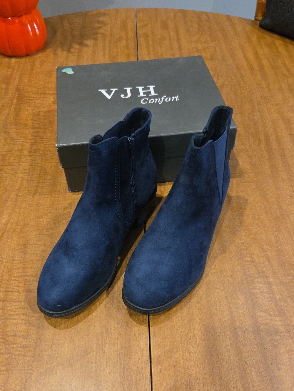 VJH Confort Navy Suede Ankle Booties